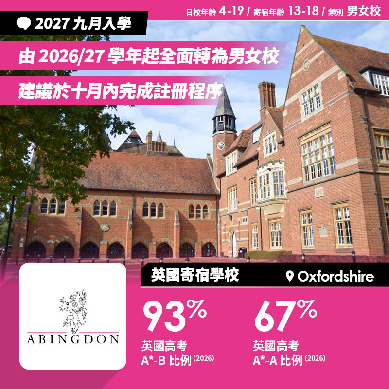 Abingdon School 截止註冊日期