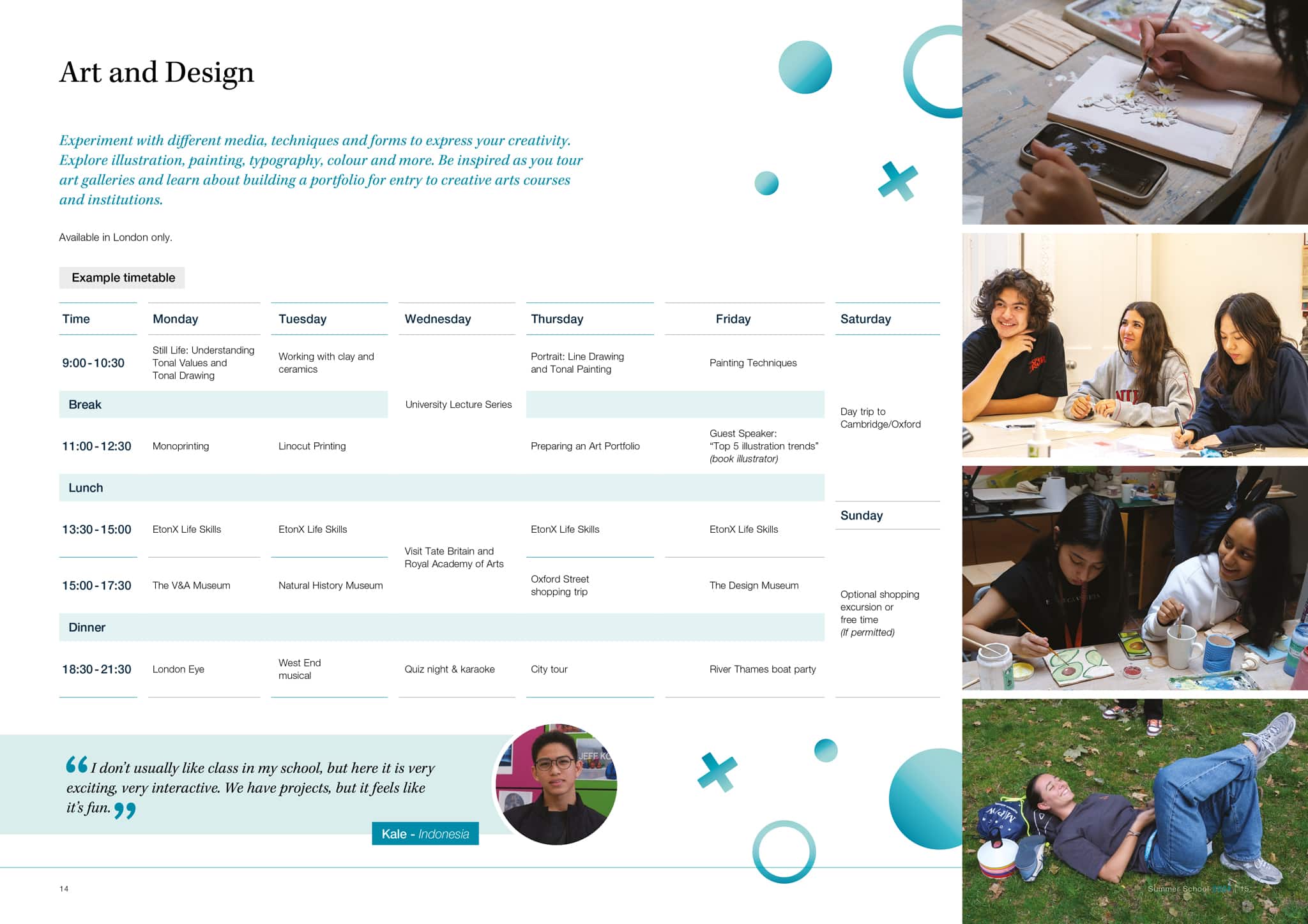 Timetable Sample: Summer Course & Study Tour at MPW Sixth Form College